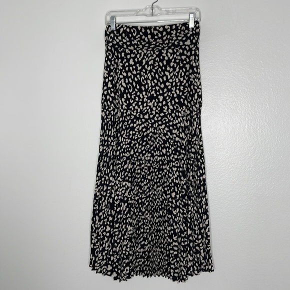 Bardot Black Beige High Waisted Pleated Midi Skirt Size Small / 6 - Picture 5 of 8